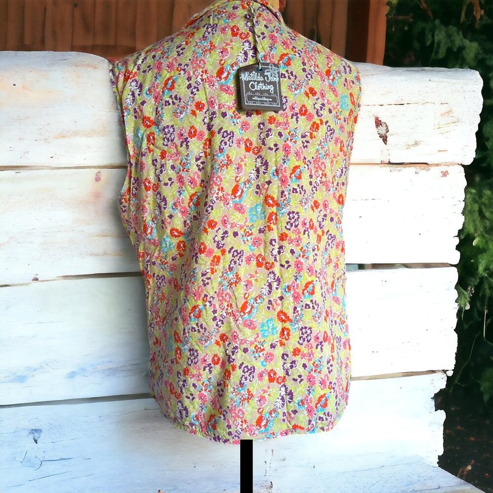 NWT MATILDA JANE ( MED ) Reversible Sherpa Full Zip Flower Print Vest - Picture 6 of 12
